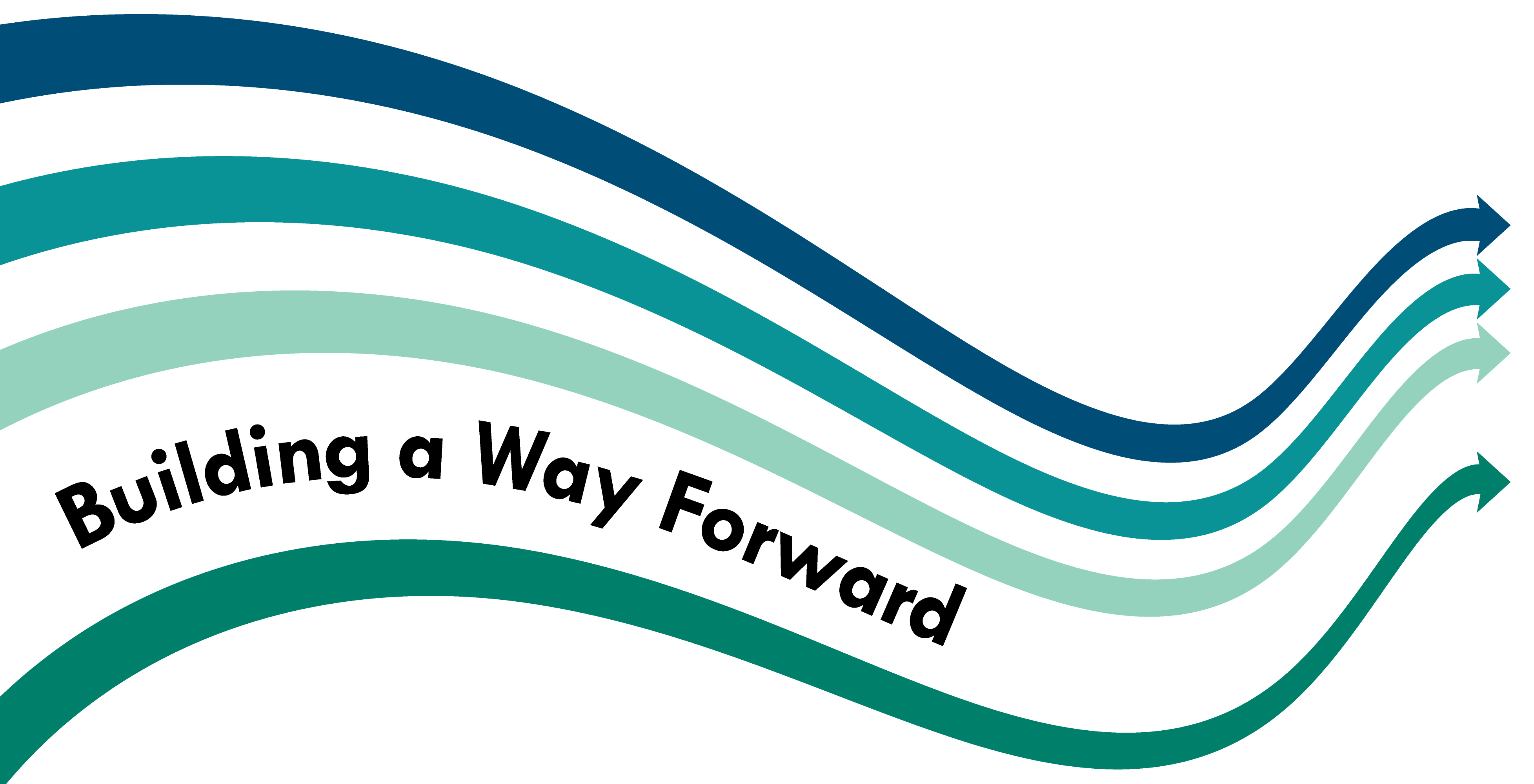 wavy lines with arrows to the right, text inside says Building a Way Forward